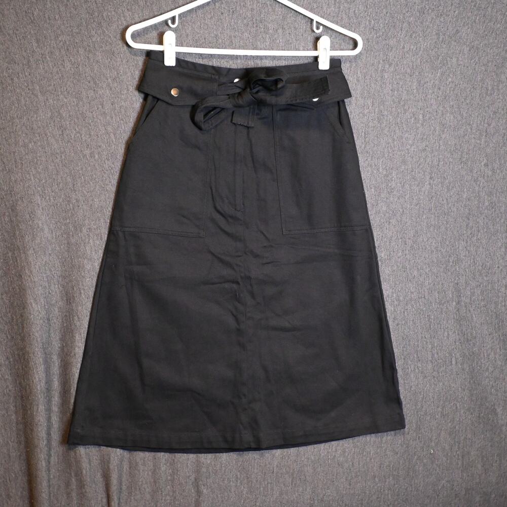 NEW Banana Republic Women's 4 Black Midi Utility Skirt Tie Front Pockets NWT